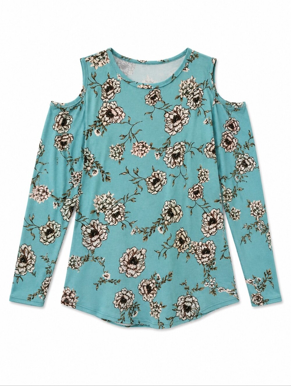 Kristin Nicole Cold Shoulder Floral Crew Neck Sweater Size 2X